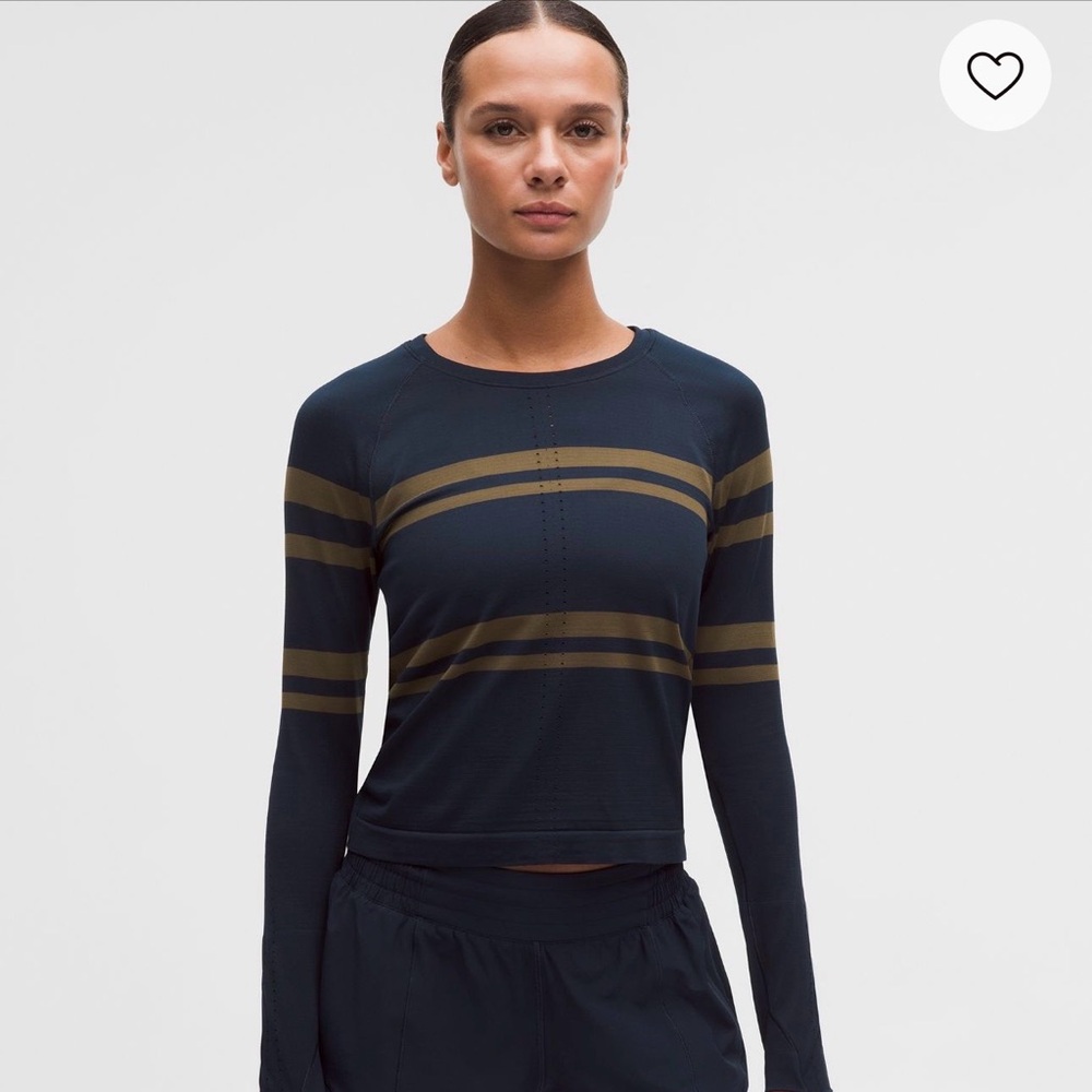 Lululemon Swiftly Tech Long-Sleeve Waist
Length League Stripe Navy/Walnut Crunch